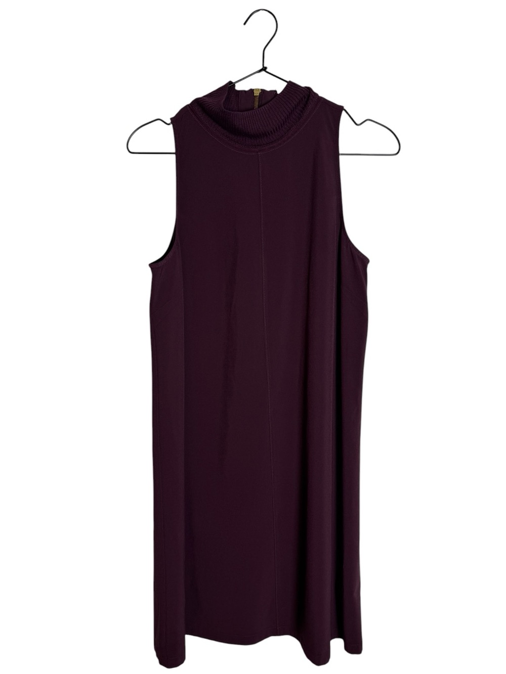 Athleta Initiative Swing Dress Auberge Plum Mock Neck Sleeveless Shift Mini
